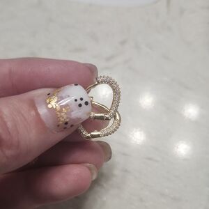 K 925 Gold Crystal Pave Heart Hoop Earrings - Women Jewelry